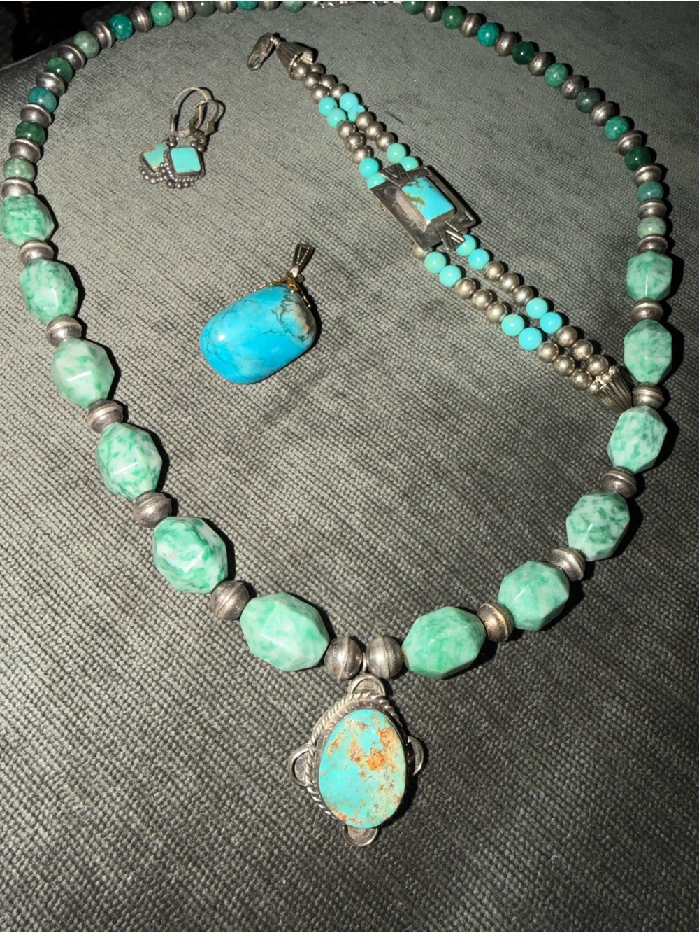 Turquoise Bead Necklace with Pendant - Women's Jewelry - Picture 1 of 6